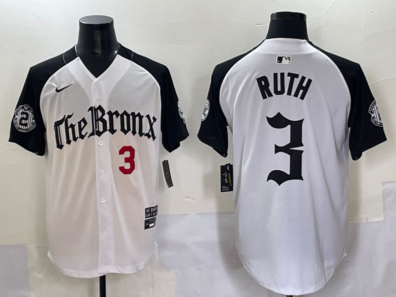 Men 2025 New York Yankees #3 Ruth White black Five generations Joint Name Nike MLB Jersey style 53